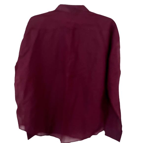 NWT Scotch & Soda Long Sleeve Button Up Semi Sheer Shirt Burgundy Black Small - Picture 6 of 12